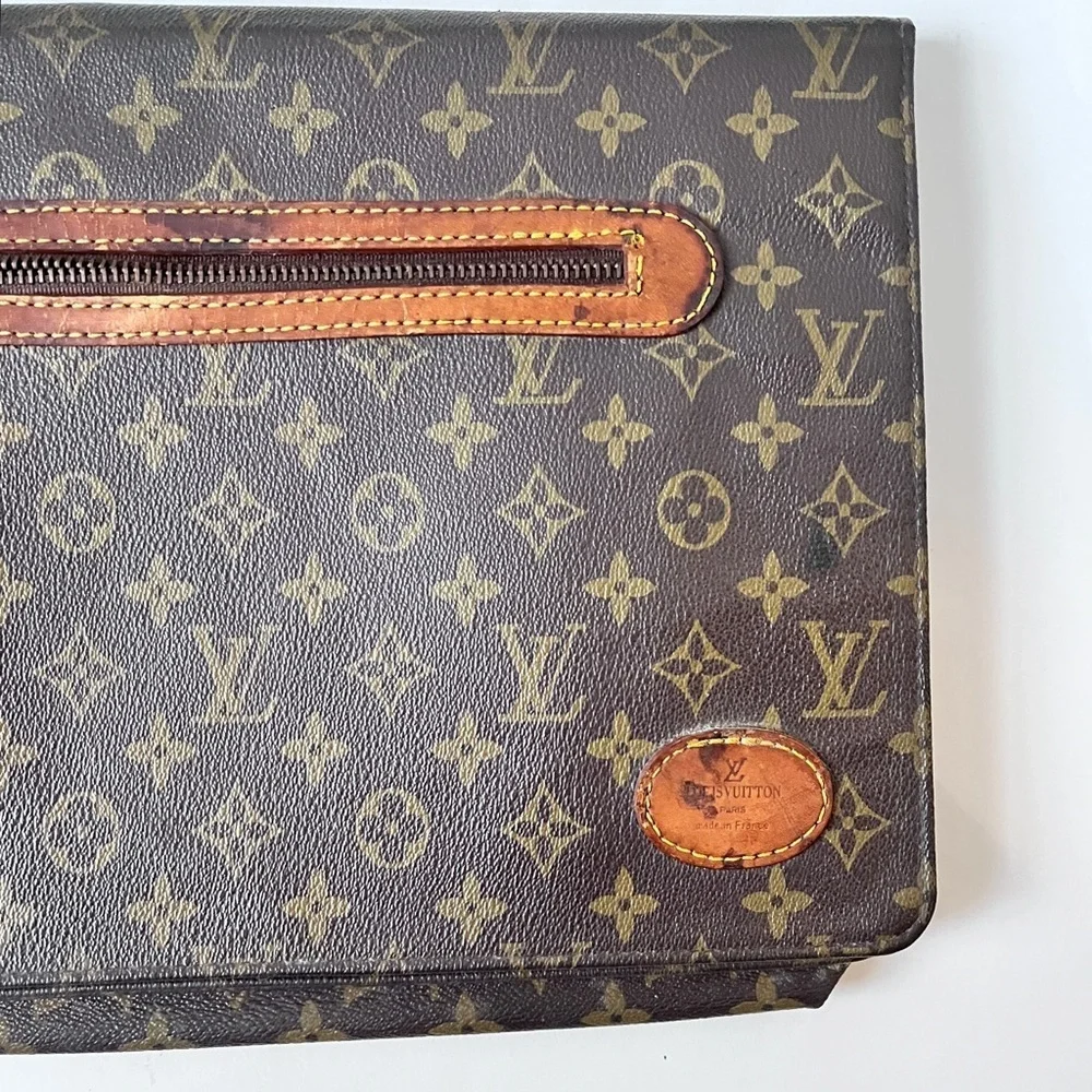 Louis Vuitton Vintage 80s Monogram Document Folding Laptop Portfolio Clutch